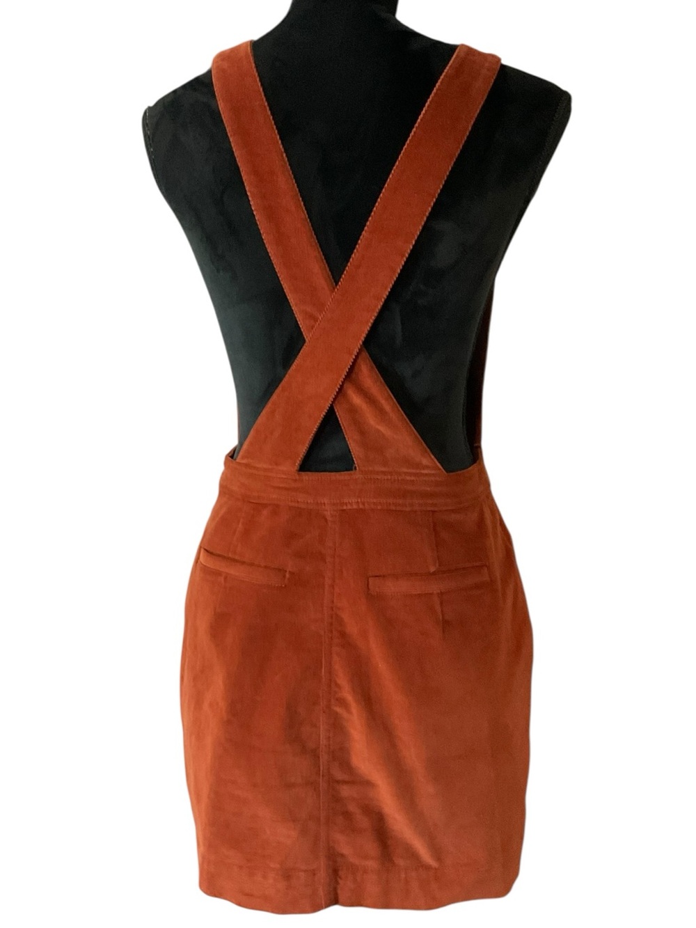 Free People Old School Love Deep V Corduroy Mini Dress in a Taracota Color Size4 - Picture 3 of 4
